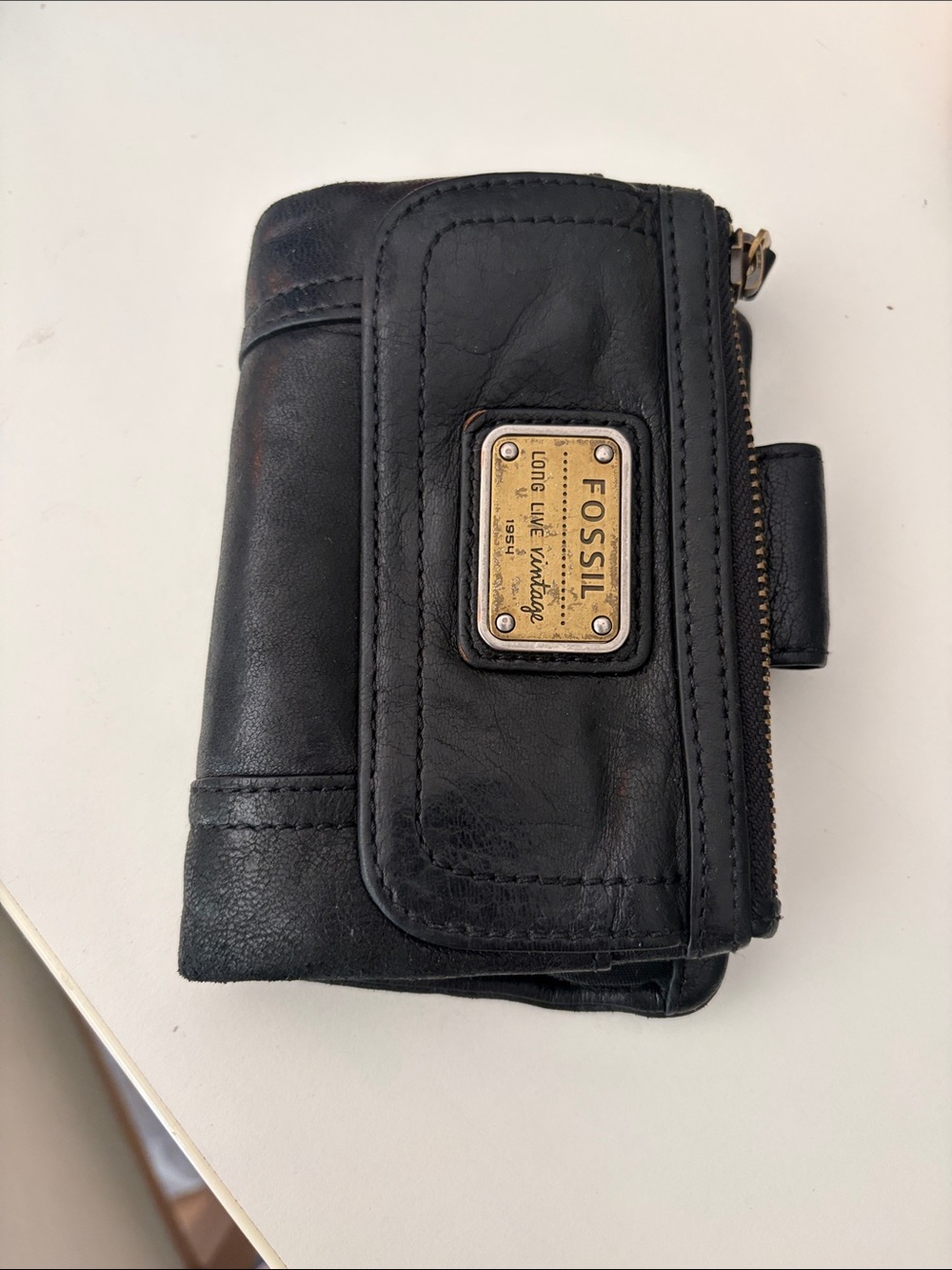 Fossil Black Leather Trifold Wallet